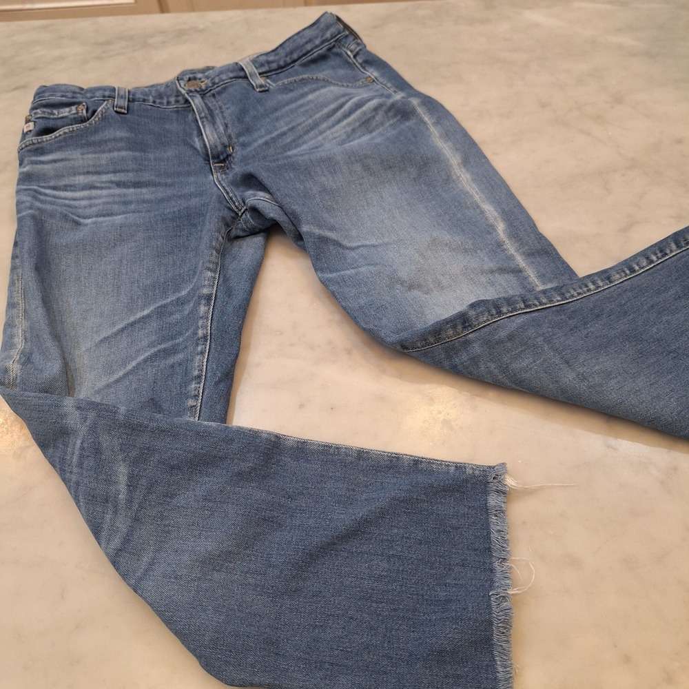 AG Adriano Goldschmied Jeans Wom Sz‎ 31R Blue AG-ED Denim Raw Hem Straight Leg